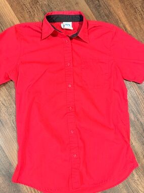 Bright Red Button-Up Shirt